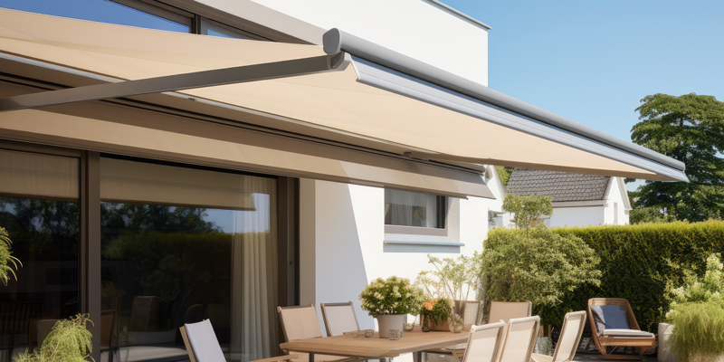 Store banne extérieur avec coffre intégral